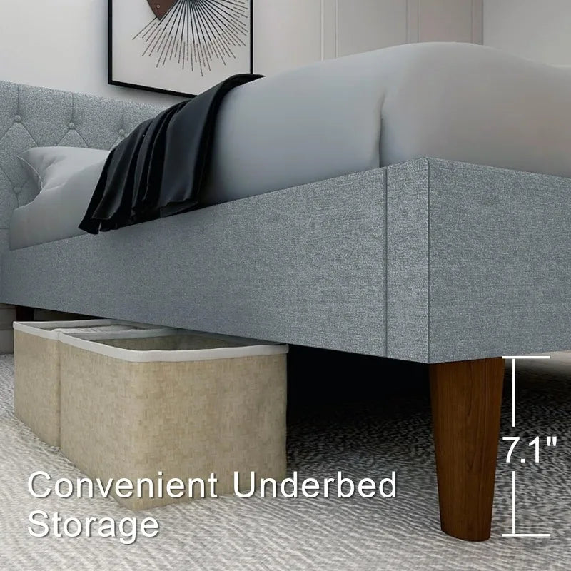 Classic Upholstered Bed with Deep Button Tufting Headboard