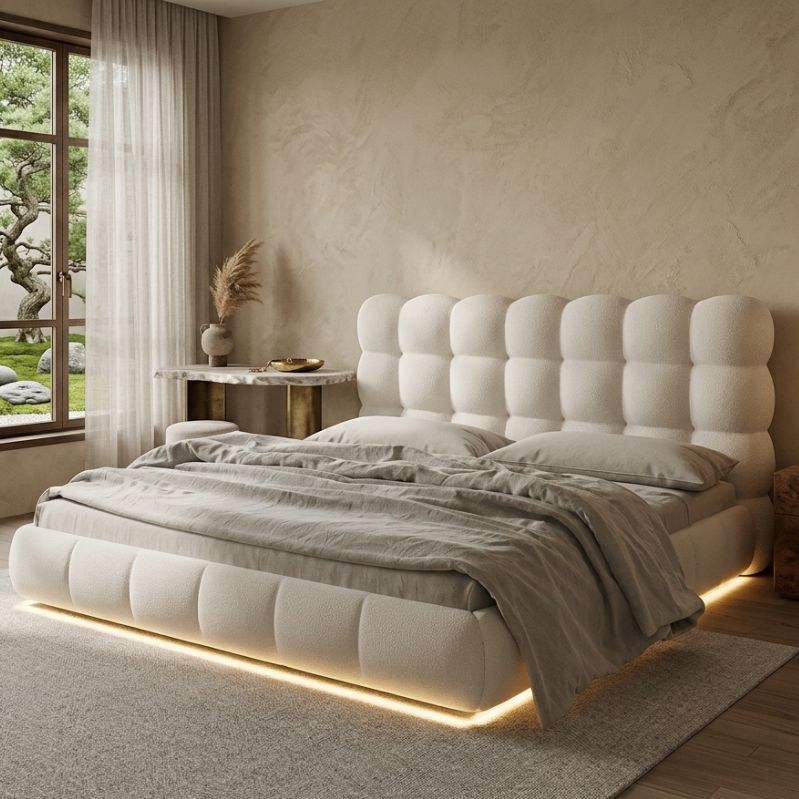 Luxe Glow Curve Lighted Bed Frame