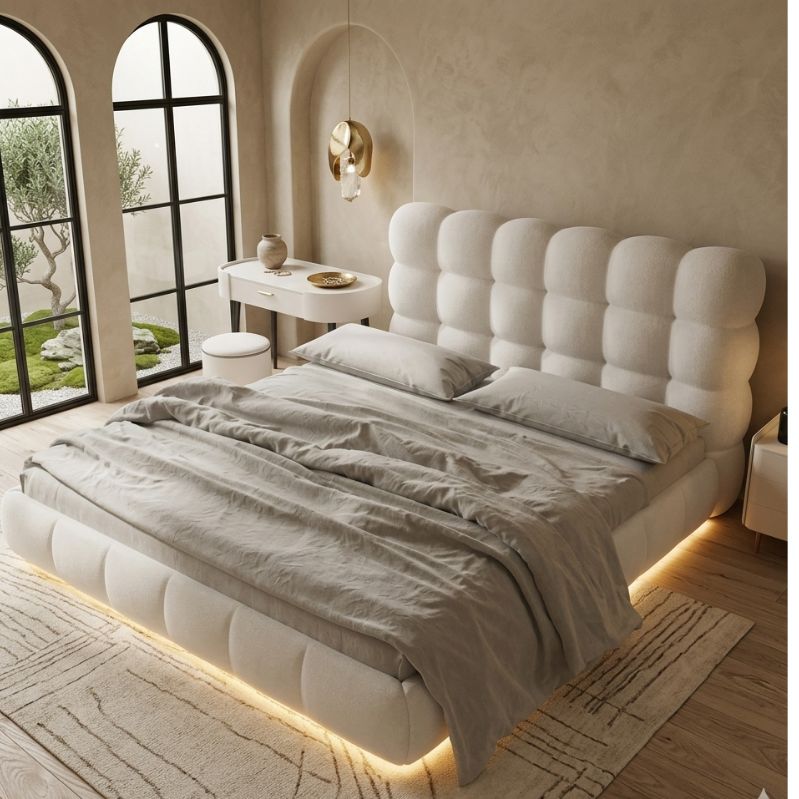 Luxe Glow Curve Lighted Bed Frame