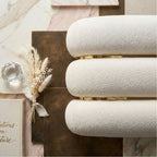 Minimalist Gilded Bouclé Bench