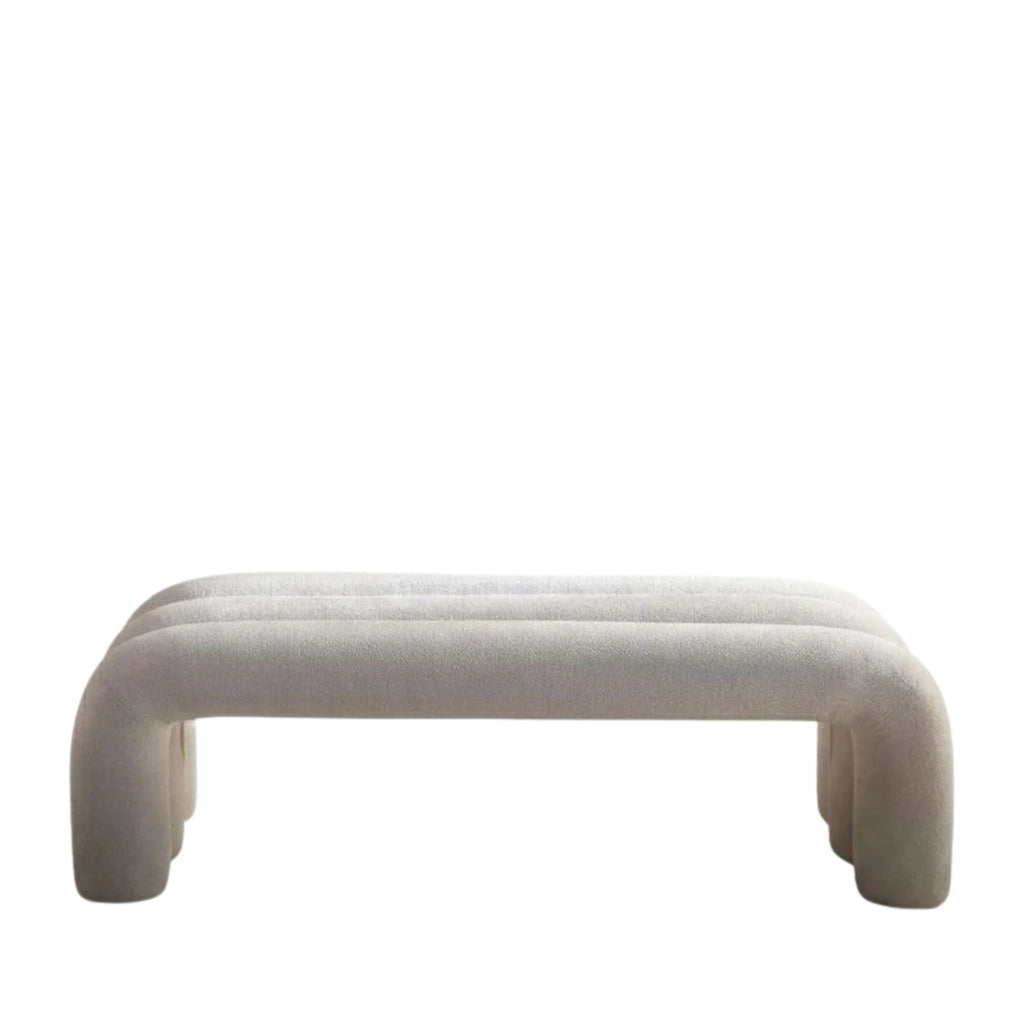 Minimalist Gilded Bouclé Bench