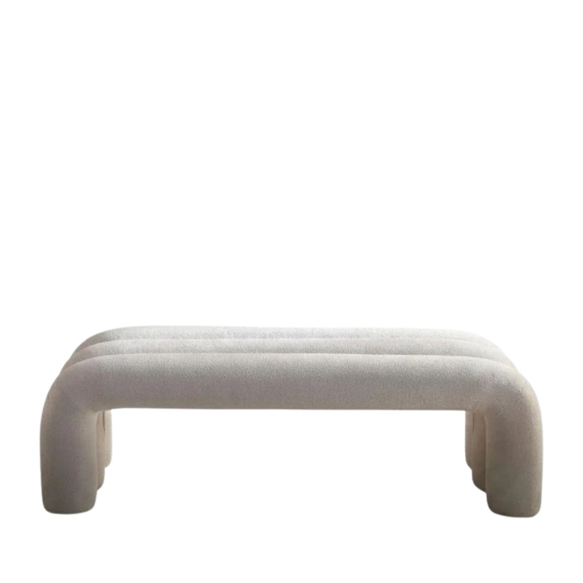 Minimalist Gilded Bouclé Bench