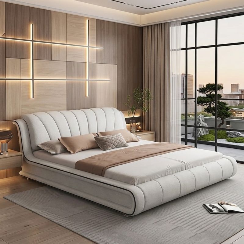 Minimalist Lotus Leather Bed Frame