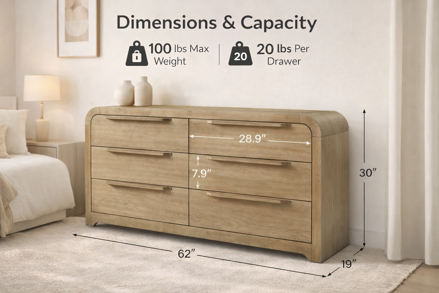 Minimalist Luma Line 6-Drawer Dresser