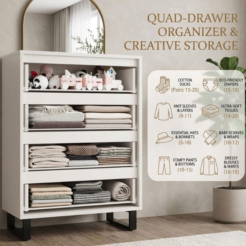 Minimalist Metric Quad-Tier Chest Drawer