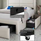 Modern Alora High Upholstered Bed Frame - With Storage and USB Ports