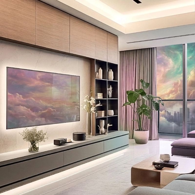 Modern Core Console - Full Customized Pillar Wall TV Panel with Storage Cabinets