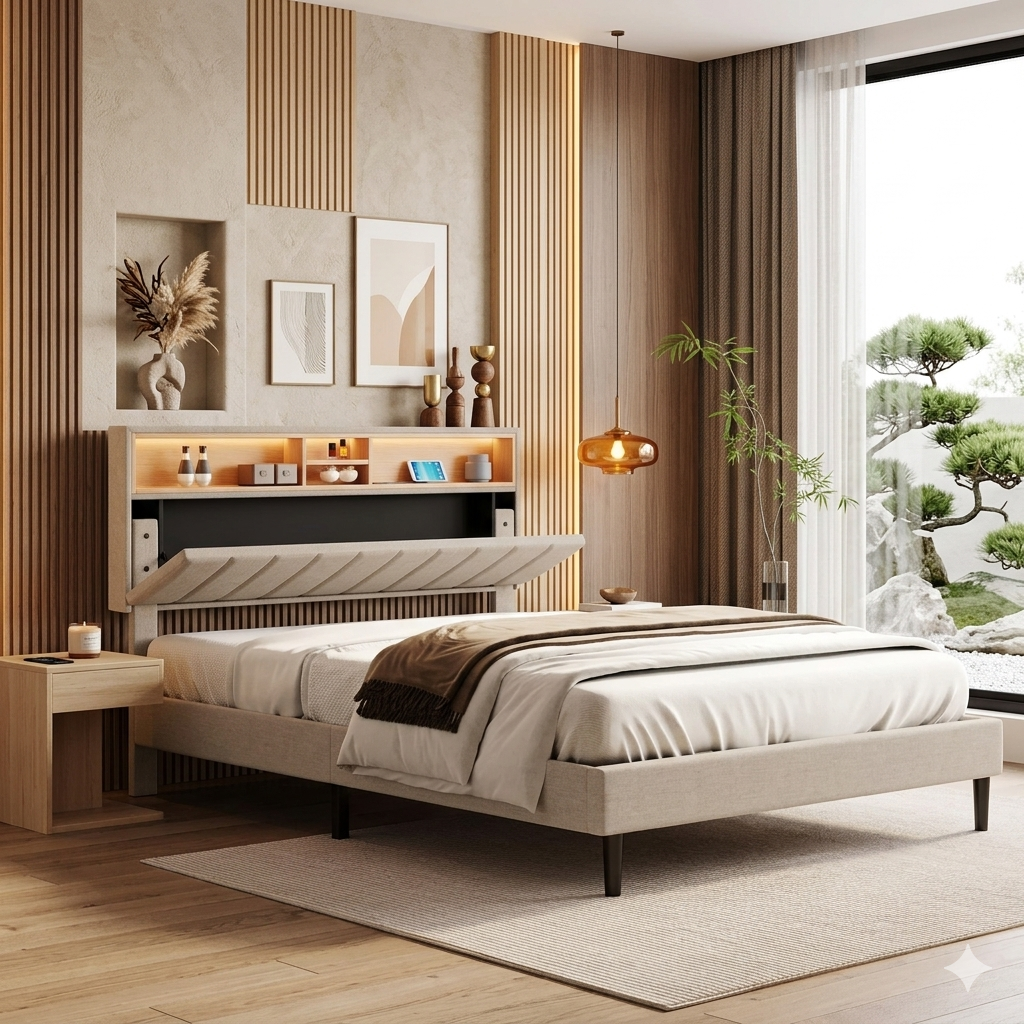 Modern Nordic Nook Upholstered Bed Frame