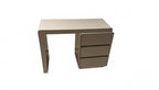 Modern Simple Makeup Dressing Table Beige desk with three drawers on a white background. Make up vanity, dressing table, modern simple design, bedroom furniture.