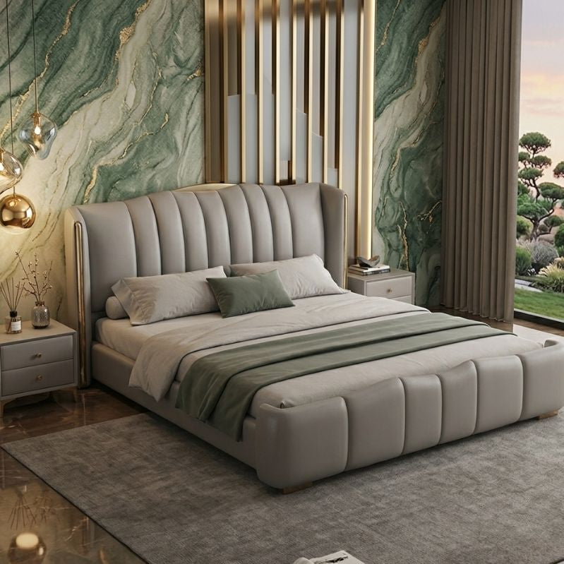 Modern Sterling Flute Pillar Bed Frame
