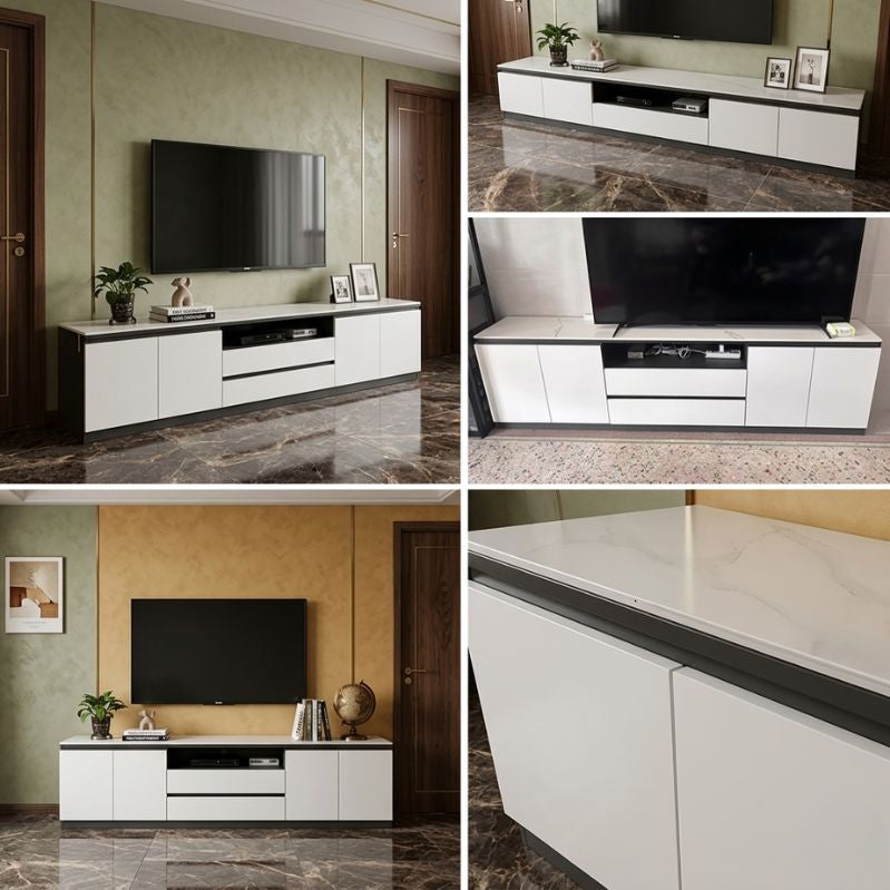 Modern Stratum Credenza TV Cabinet - Linear Walnut Unit