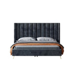 Onyx High-Headboard Luxury Velvet Platform Bed