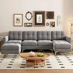 Gray sectional sofa in a living room with decorative elements and a coffee table. Living room sofa, U-shaped sofa, sleeper sofa, sectional sofa, living room sofa, minimalist sofa design, aesthetic modern sofa design, indoor furniture. 