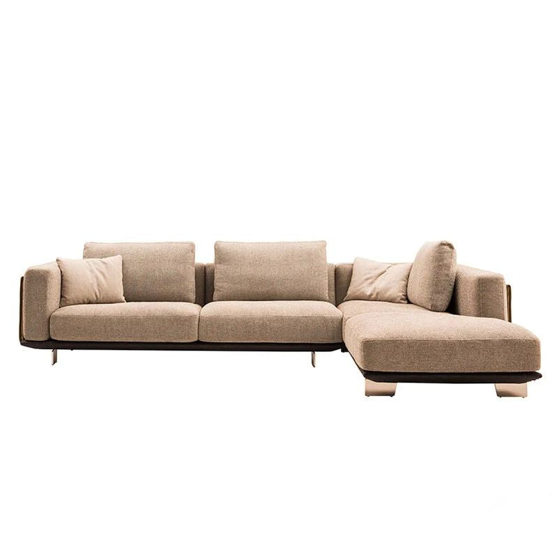 Philips Modern Vanessa Luxury Sofa Style - Style and Comfort Beige sectional sofa on a white. background. Luxury sofa design, aesthetic modern sofa design, living room furniture, sleeper sofa, sectional sofa, minimalist sofa design. 