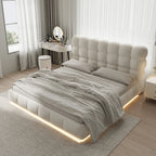 Modern Curved Puffy Lighted Bed