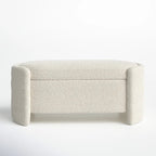 White textured storage bench on a white background. Bedroom furniture, Chair with storage. 