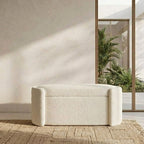 Rounded Boucle Storage Bed Side Bench