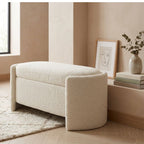 Rounded Boucle Storage Bed Side Bench