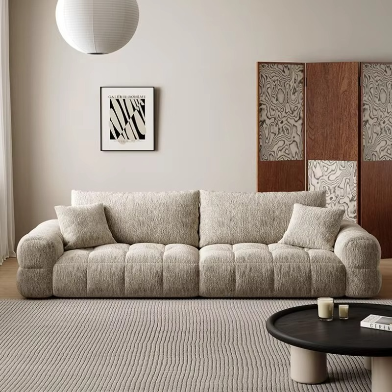 Puff Fabric Sofa Cream Style Small Apartment Light Luxury