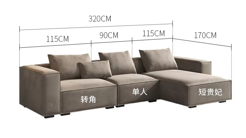 Fabric sofa, living room size, apartment type sofa