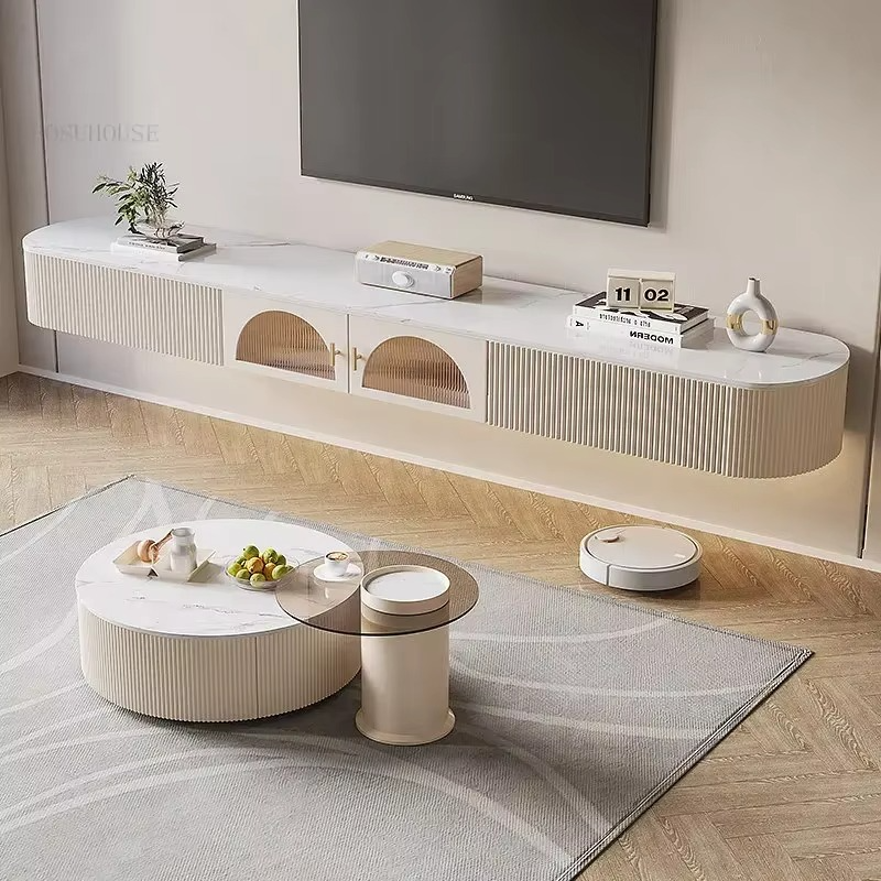 Light Luxury Suspended TV Cabinets Nordic Living Room Furniture Modern Home Small Apartment TV Stands Coffee Table Combination