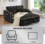 3 in 1 Sleeper Sofa Couch Bed, Velvet Convertible Loveseat Sleeper Sofa Bed, Pull Out Sofa Bed With USB Port