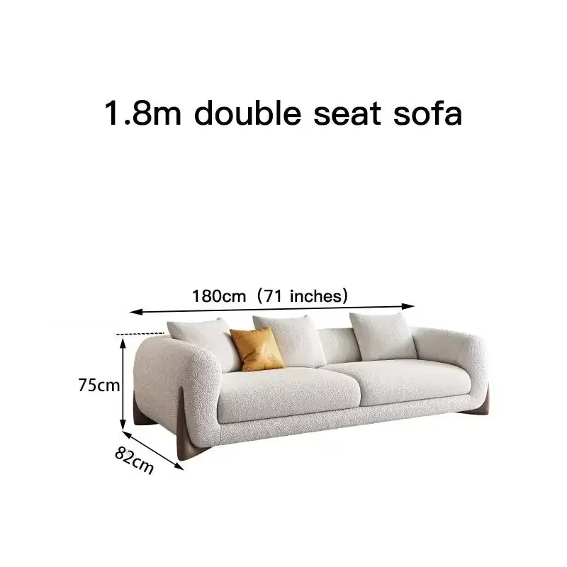 Italian Style White Couch Home Furniture Minimalist Living Room Furniture Modern Latex Solid Wood Lamb Velvet Sofa