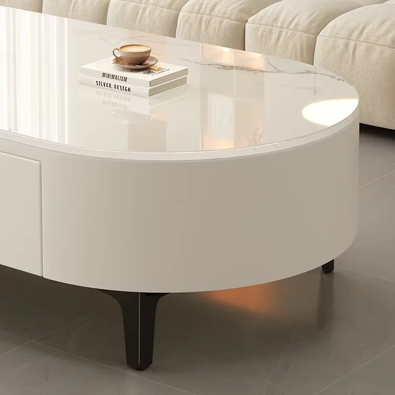 Modern Simple Coffee Table Living Room Floor Cheap Oval Organizer