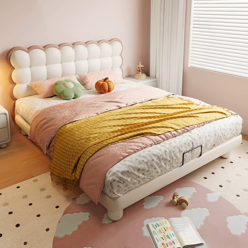 Modern Children's Bed Girls Princess Pink Queen Bed