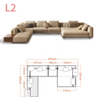 Modern Modular L- Shaped Sectional Sofa With Built in Side Table