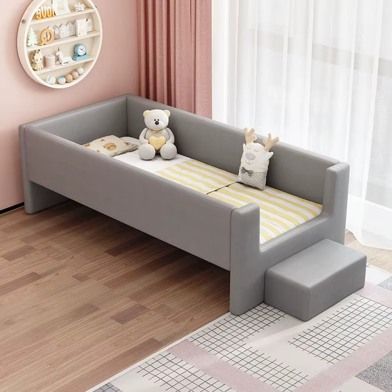 Wood bed boy baby cot with guard