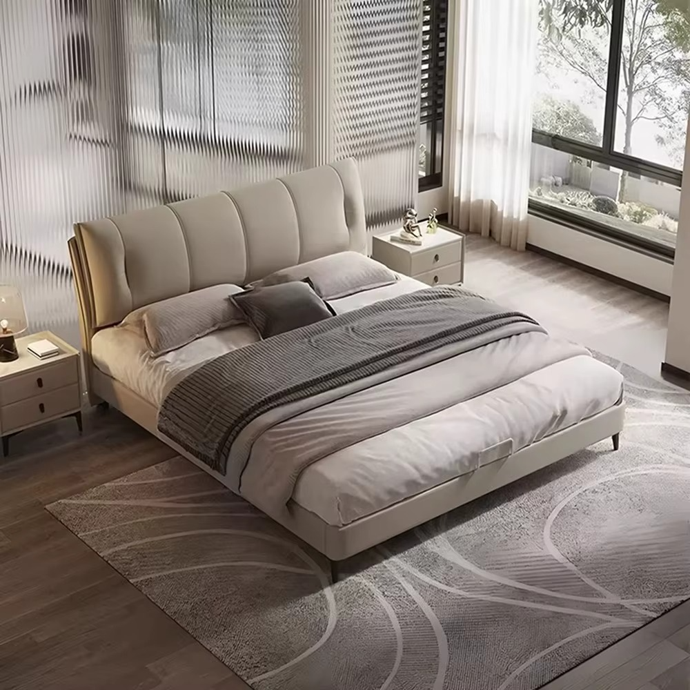 Upholstered Fancy Bed European Luxury Two Persons Sleeping Bed