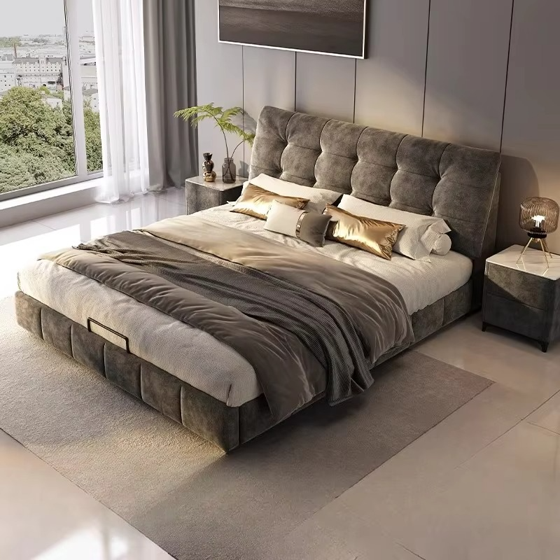 Double Beds Base Frame with Headboard Luxury Daybed