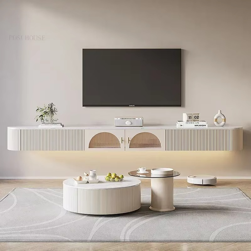 Light Luxury Suspended TV Cabinets Nordic Living Room Furniture Modern Home Small Apartment TV Stands Coffee Table Combination