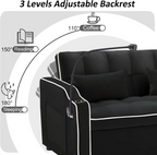 3 in 1 Sleeper Sofa Couch Bed, Velvet Convertible Loveseat Sleeper Sofa Bed, Pull Out Sofa Bed With USB Port