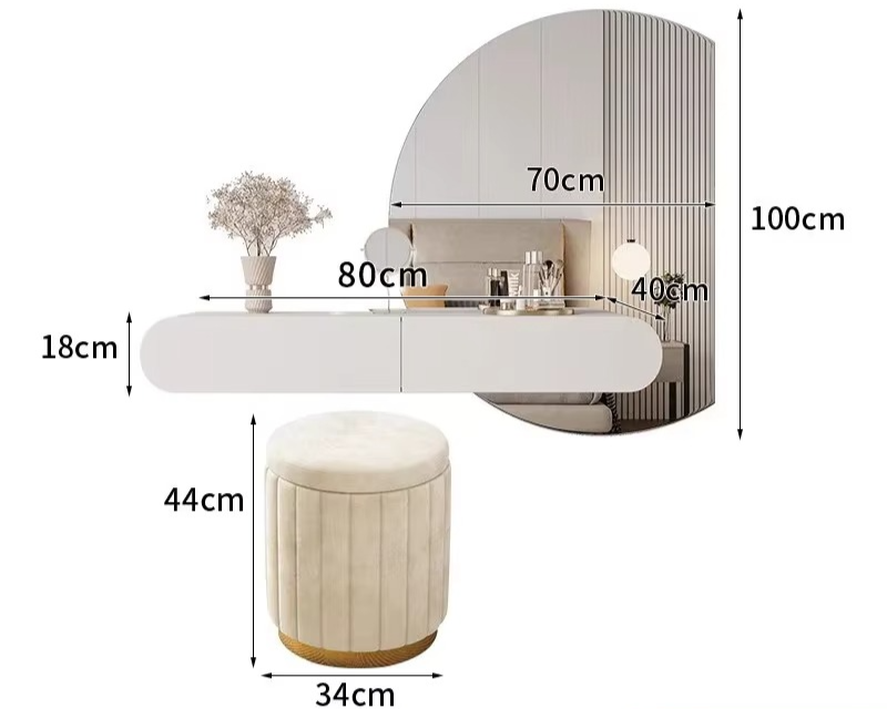 Floating Vanity Makeup Table Set