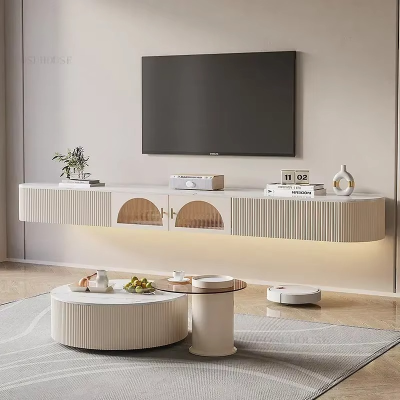 Light Luxury Suspended TV Cabinets Nordic Living Room Furniture Modern Home Small Apartment TV Stands Coffee Table Combination