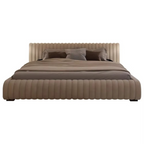 Ribbed Upholstered Low Profile Bed Frame