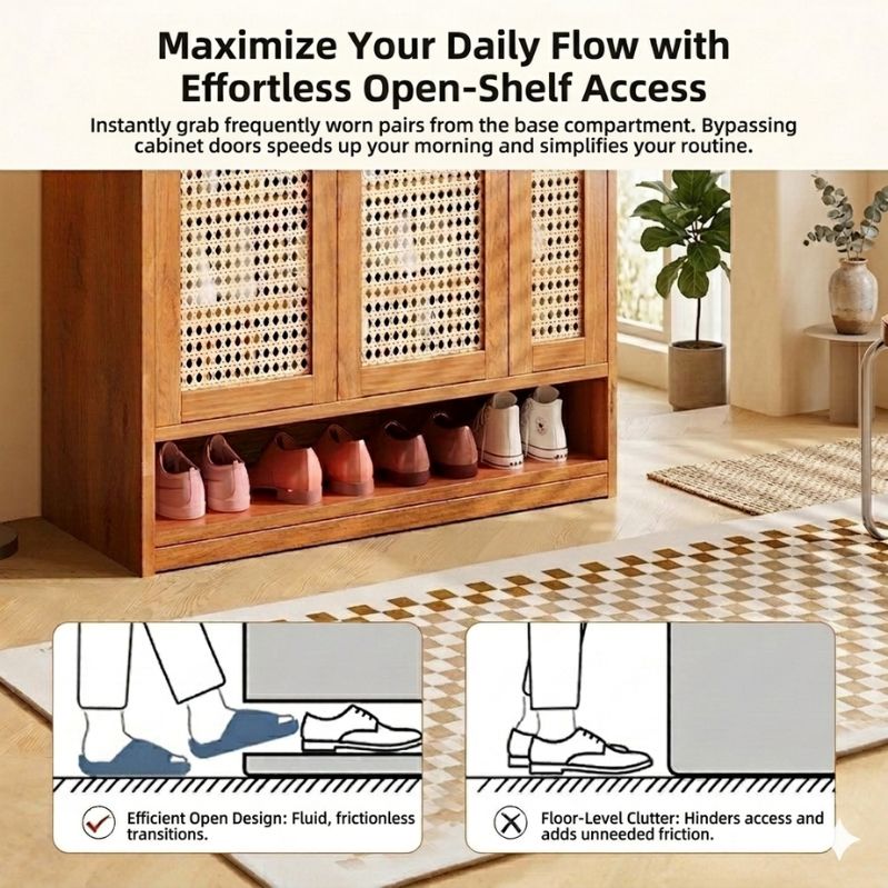 Serene Shoe Shelf Storage Organizer - Warm Entryway Shoe Closet