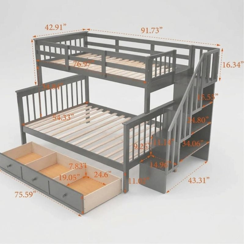 Summit Bunk - Modern Twin-Over-Full with Storage Stairs