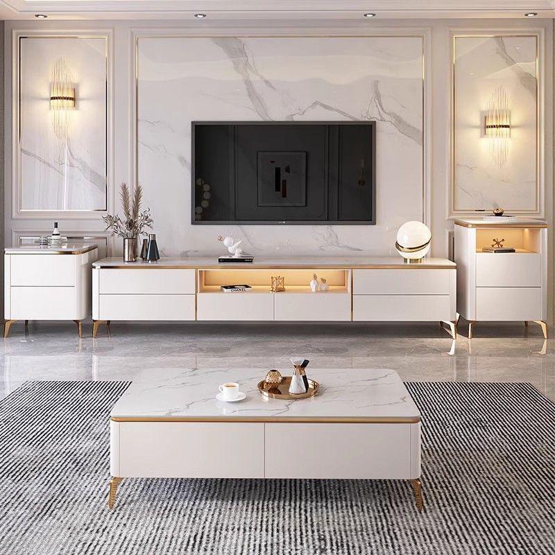 Elegant TV Stand & Coffee Table for Living Room with Storage