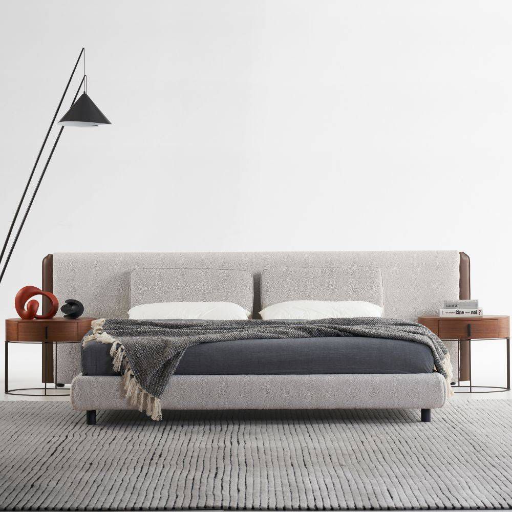 Nova Modern Upholstered Platform Bed with Extended Headboard