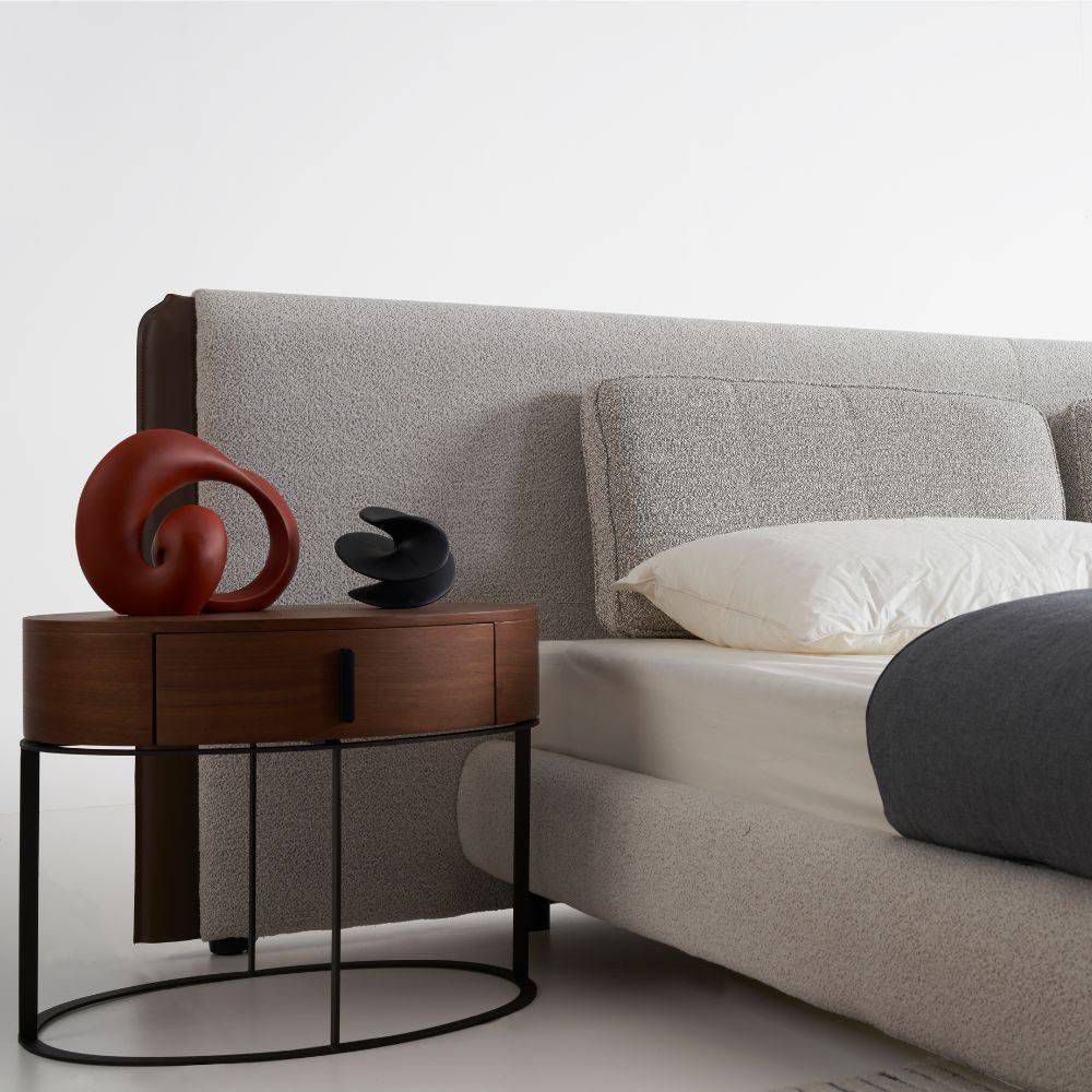 Nova Modern Upholstered Platform Bed with Extended Headboard