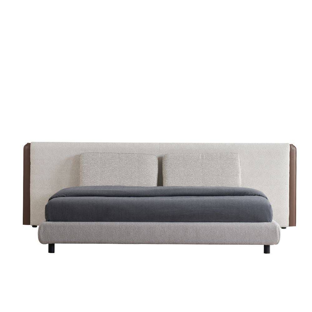 Nova Modern Upholstered Platform Bed with Extended Headboard