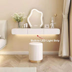 Sleek Vanity Table with Lighted Mirror and Stool.