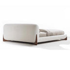 Japandi Minimalist Upholstered Platform Boucle Bed with Wooden Legs