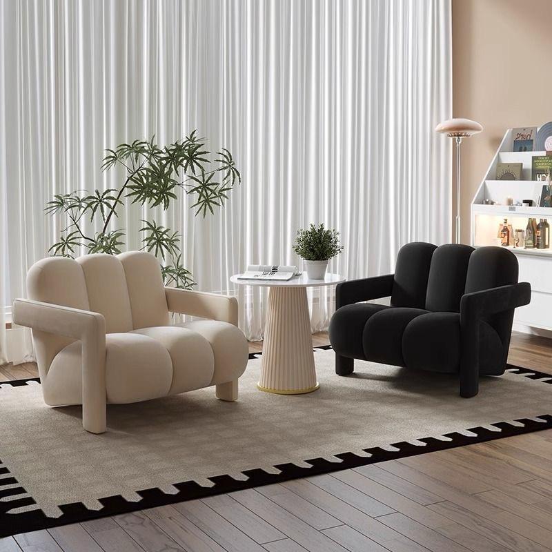 Danish Scandinavian Style Single Sofa Chair Made with Velvet Fabric