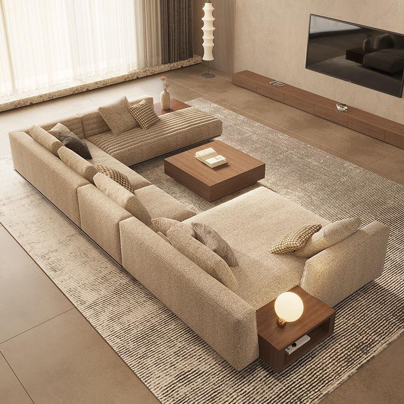 Modern Modular L- Shaped Sectional Sofa With Built in Side Table