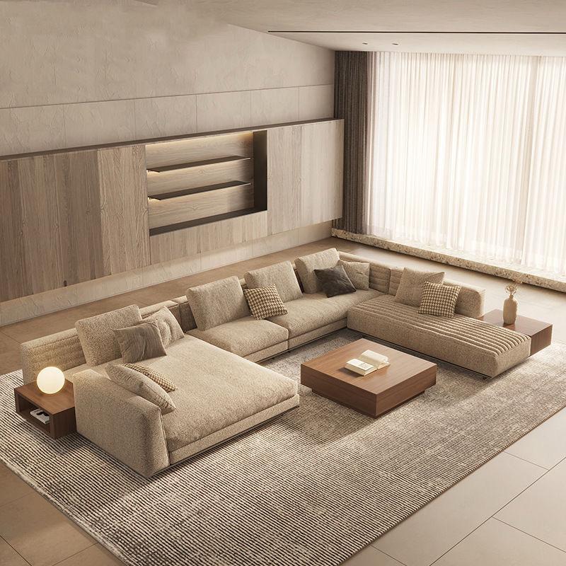 Modern Modular L- Shaped Sectional Sofa With Built in Side Table