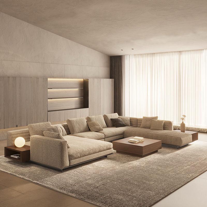 Modern Modular L- Shaped Sectional Sofa With Built in Side Table